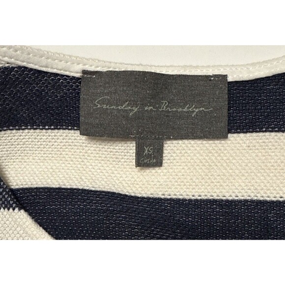 Anthropologie XS Sunday in Brooklyn Navy Ivory Stripe Sleeveless Top - Picture 4 of 8